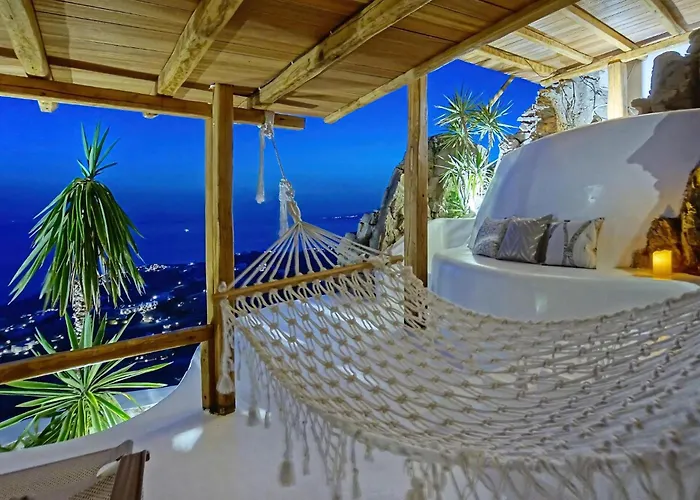 Exquisite Mykonos Villa Villa Cielo 2 Bedroom Private Pool And Outdoor Jacuzzi Panoramic Sea And Sunset View Gym Helipad Tennis Court ,