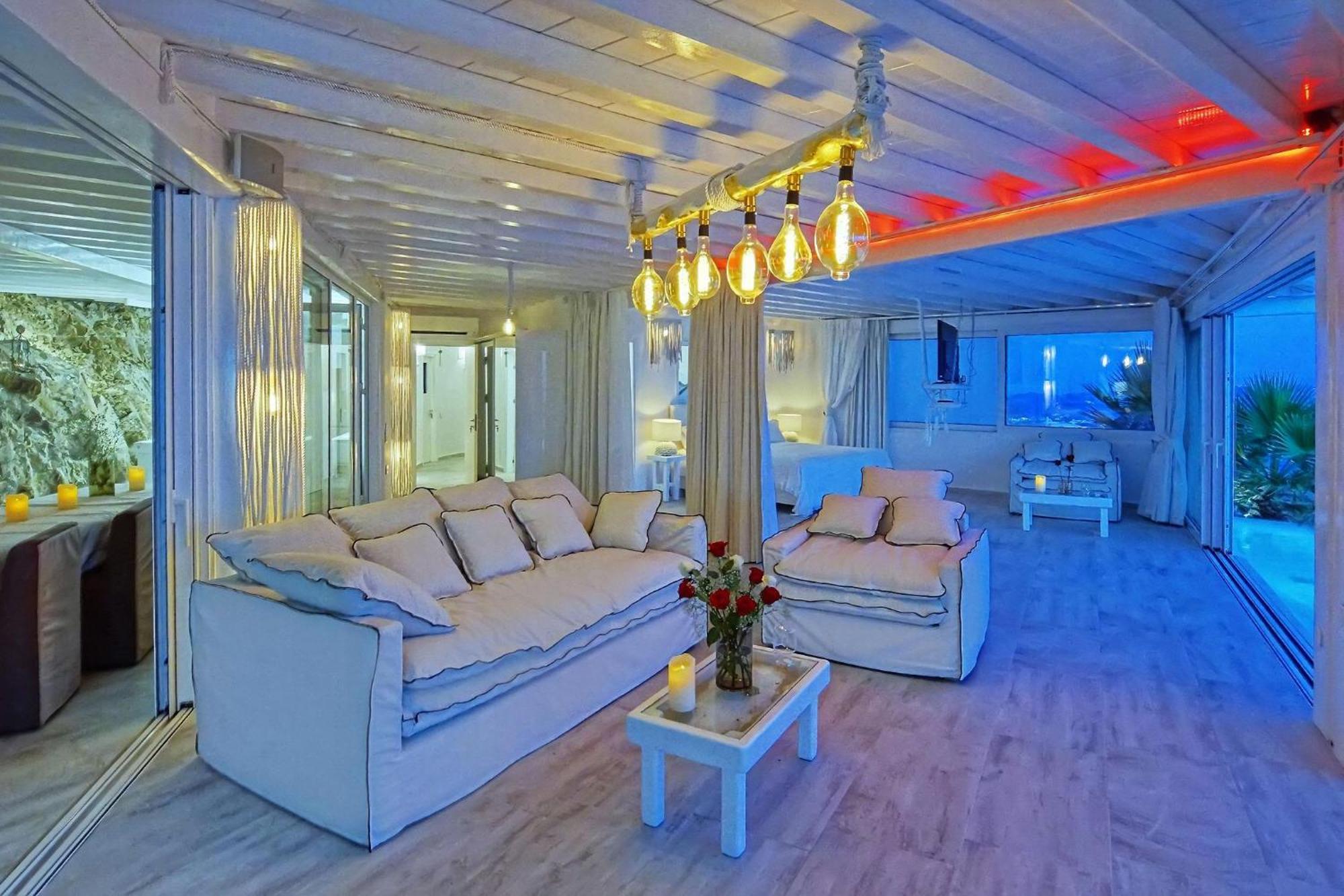 Exquisite Mykonos Cielo 2 Bedroom Private Pool And Outdoor Jacuzzi Panoramic Sea And Sunset View Gym Helipad Tennis Court , Villa *