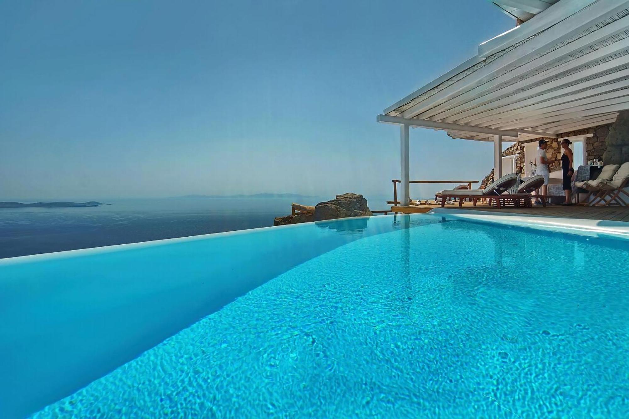 Villa Exquisite Mykonos Cielo 2 Bedroom Private Pool And Outdoor Jacuzzi Panoramic Sea And Sunset View Gym Helipad Tennis Court , *