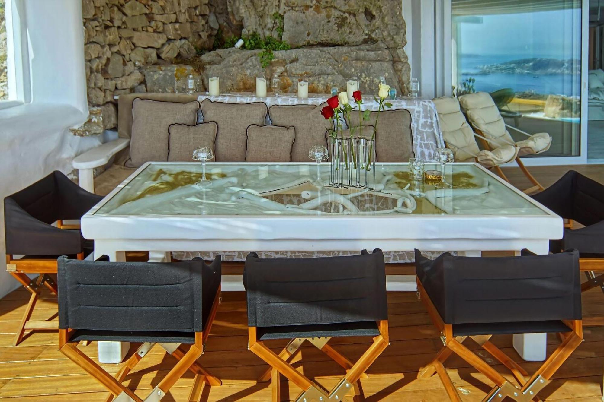 Exquisite Mykonos Cielo 2 Bedroom Private Pool And Outdoor Jacuzzi Panoramic Sea And Sunset View Gym Helipad Tennis Court , Villa