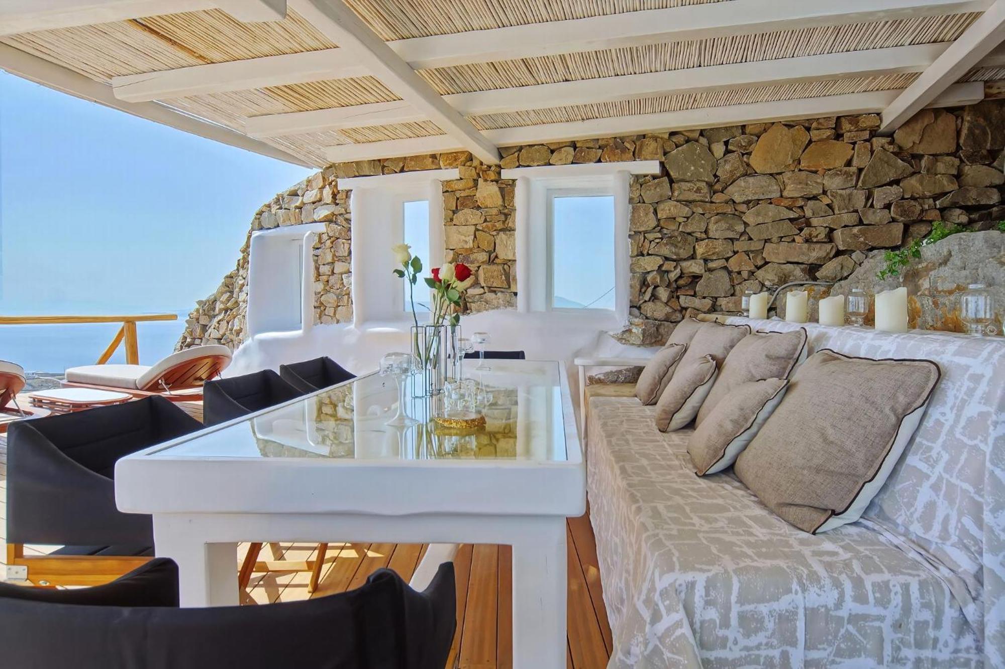 Villa Exquisite Mykonos Cielo 2 Bedroom Private Pool And Outdoor Jacuzzi Panoramic Sea And Sunset View Gym Helipad Tennis Court , *